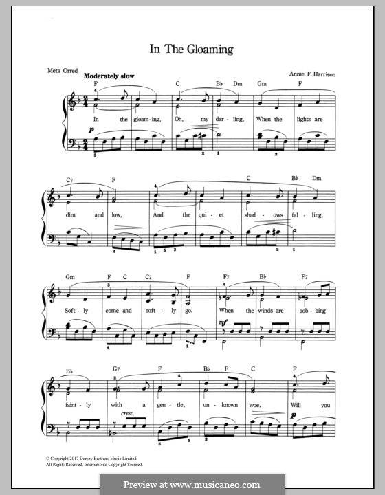 In the Gloaming by A.F. Harrison - sheet music on MusicaNeo