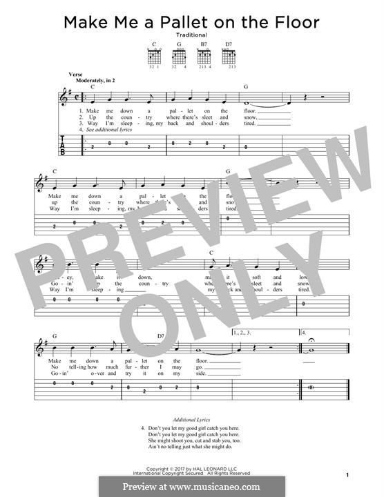 Make Me A Pallet On The Floor By Folklore Sheet Music On Musicaneo