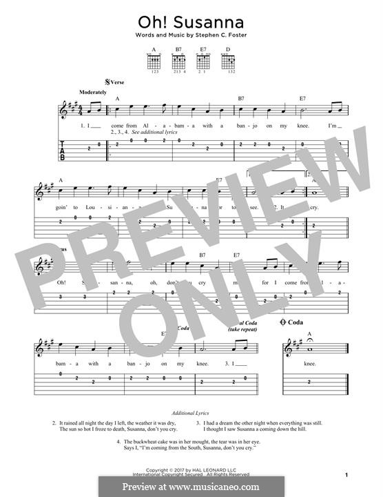 Oh! Susanna: For guitar by Stephen Collins Foster