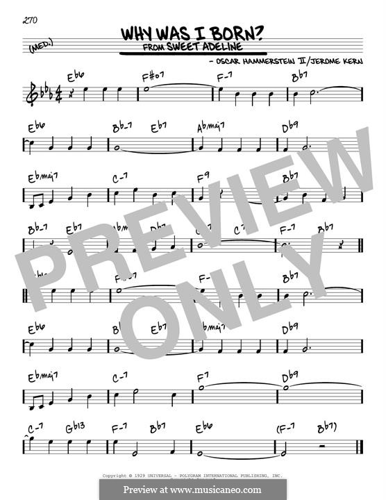 Why Was I Born? (from Sweet Adeline): For guitar by Jerome Kern