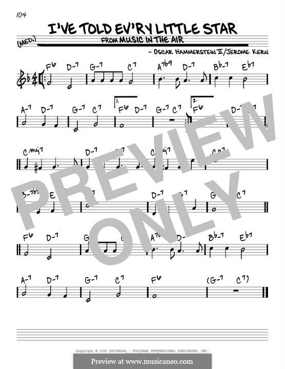 I've Told Ev'ry Little Star (from Music In The Air): For guitar by Jerome Kern