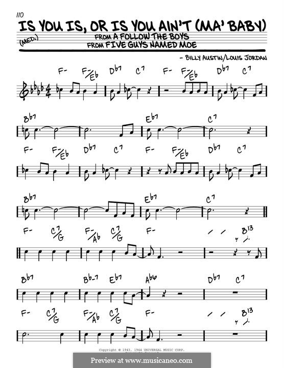 Is You Is or Is You Ain't My Baby?: For guitar by Billy Austin, Louis Jordan