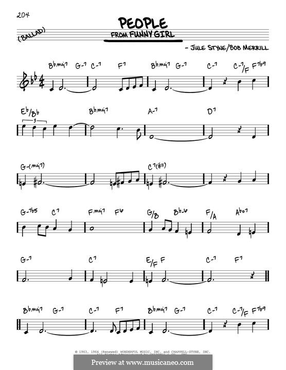 People from Funny Girl (Barbra Streisand): For guitar by Jule Styne