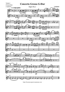 Concerto Grosso No 1 In G Major Hwv 319 Twelve Concerti Grossi Op 6 By G F Handel On Musicaneo