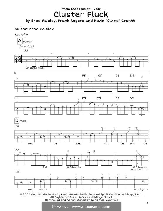 Cluster Pluck: For guitar by Brad Paisley, Frank Rogers, Kevin 'Swine' Grant