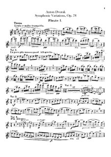 Symphonic Variations on 'Já jsem huslar', B.70 Op.78: Flutes parts by Antonín Dvořák