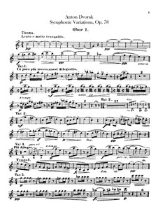 Symphonic Variations on 'Já jsem huslar', B.70 Op.78: Oboes parts by Antonín Dvořák