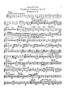 Symphonic Variations on 'Já jsem huslar', B.70 Op.78: Trumpets parts by Antonín Dvořák