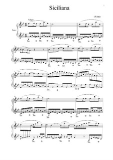 Sonata for Flute and Harpsichord No.2 in E Flat Major, BWV 1031: Siciliano. Arrangement for piano by Johann Sebastian Bach