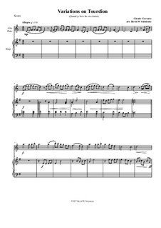 Tourdion (Quand je bois du vin clairet): For alto flute and harp by Claude Gervaise