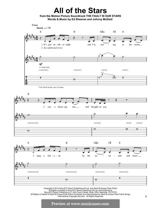 All of the Stars: For guitar by Ed Sheeran, John McDaid