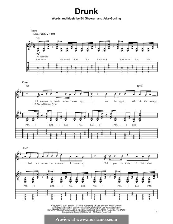 Drunk: For guitar by Ed Sheeran, Jake Gosling