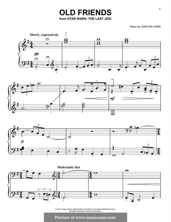 Old Friends by J. Williams - sheet music on MusicaNeo