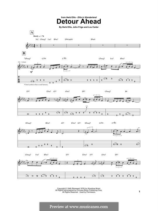 Detour Ahead: For electric guitar by Herb Ellis, John Frigo, Lou Carter