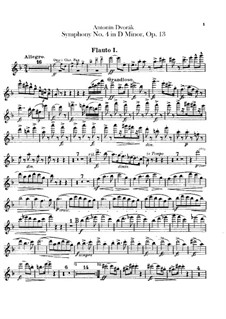 Symphony No.4 in D Minor, B.41 Op.13: Flutes parts by Antonín Dvořák