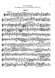 Symphony No.4 in D Minor, B.41 Op.13: Oboes parts by Antonín Dvořák