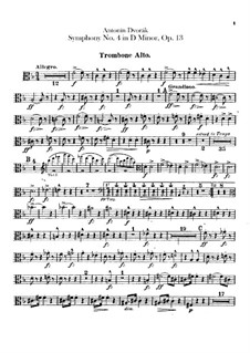 Symphony No.4 in D Minor, B.41 Op.13: Trombones parts by Antonín Dvořák
