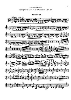 Symphony No.4 in D Minor, B.41 Op.13: Violin II parts by Antonín Dvořák