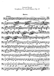 Symphony No.4 in D Minor, B.41 Op.13: Double bass part by Antonín Dvořák