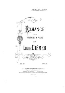 Romance for Cello and Piano, Op.34: Score by Louis Diémer