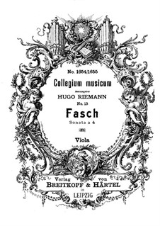 Sonata a 4 in D Minor, Fwv N:d3: Viola part by Johann Friedrich Fasch