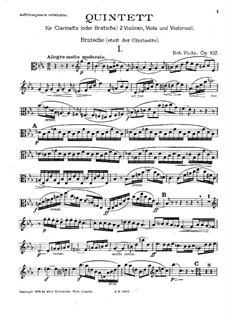 Quintet for Clarinet and Strings, Op.102: Viola solo part by Robert Fuchs
