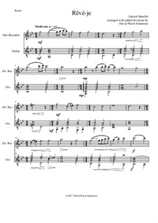 Rêvé-je: For alto recorder and guitar by Gabriel Bataille