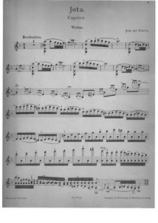 Jota. Caprice for Violin and Piano: Solo part by José del Hierro