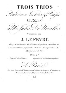 Three Trios for Two Violins and Cello: Violin II part by Joseph Lefèbvre