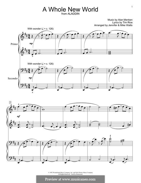 a whole new world for piano from aladdin by a menken on musicaneo a whole new world piano sheet music for beginners