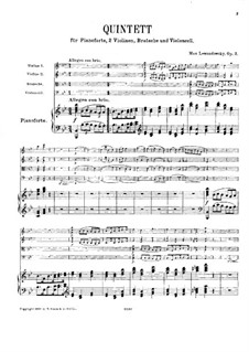 Piano Quintet in B Flat Major, Op.2: Full score by Max Lewandowsky