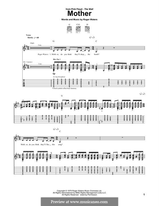 Mother (Pink Floyd): For guitar with tab by Roger Waters