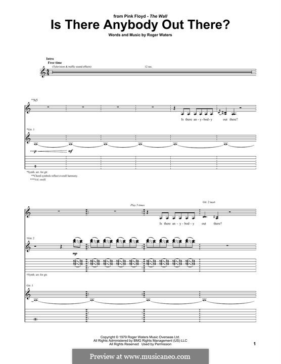 Is There Anybody Out There? (Pink Floyd): For guitar with tab by Roger Waters