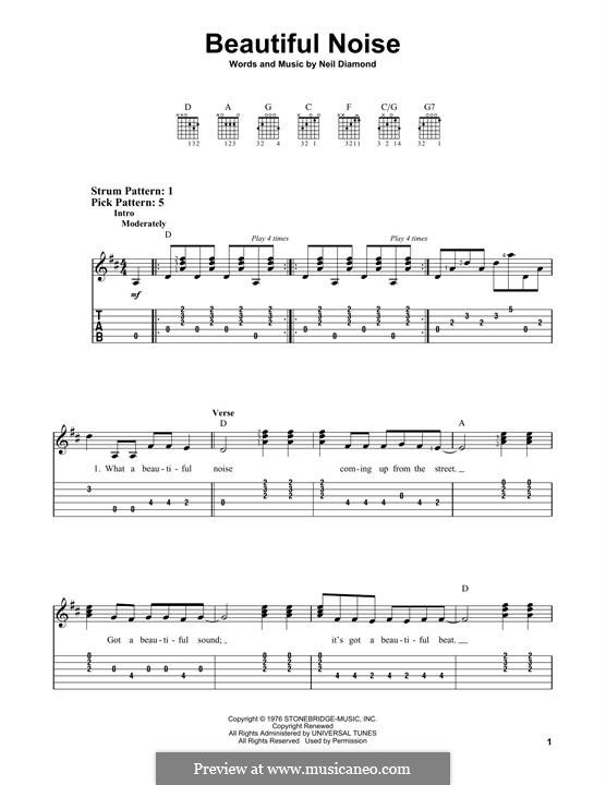 Beautiful Noise: For guitar by Neil Diamond