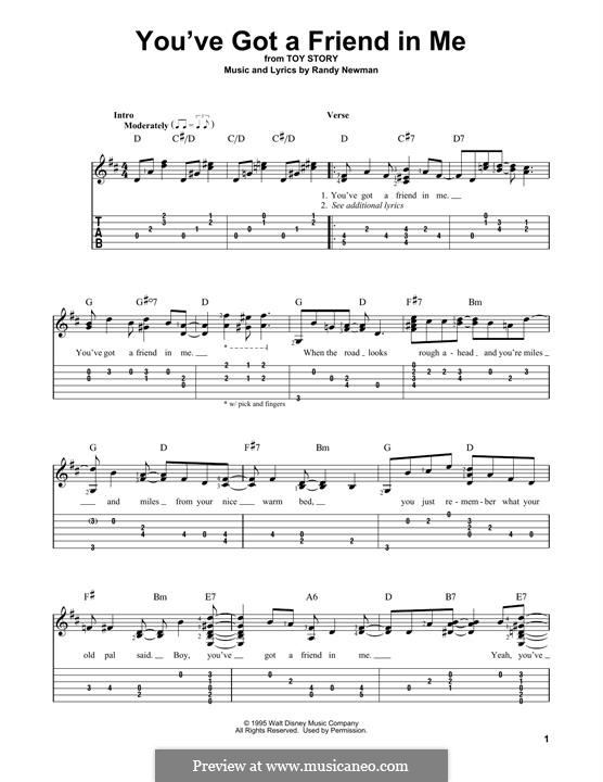 You've Got a Friend in Me (from Disney's Toy Story): For guitar by Randy Newman