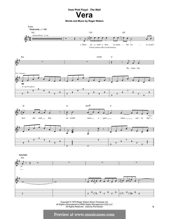 Vera Pink Floyd By R Waters Sheet Music On Musicaneo 5 / 5 31 мнений. for guitar with tab