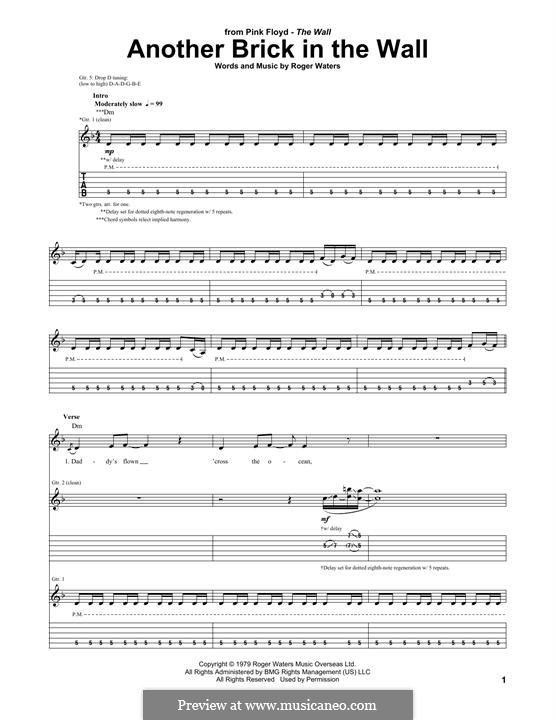 Another Brick In The Wall By R Waters Sheet Music On Musicaneo