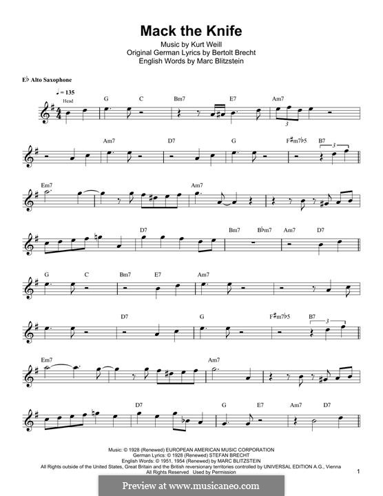 Mack the Knife: For guitar with tab by Kurt Weill