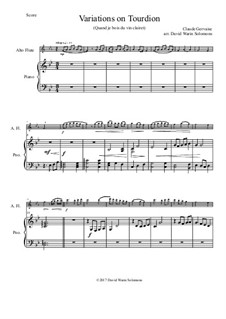 Tourdion (Quand je bois du vin clairet): For alto flute and piano by Claude Gervaise