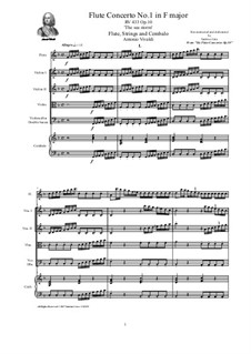 Six Flute Concertos for Flute, Strings and Cembalo, Op.10: Concerto No.1 in F major – score, parts, RV 433 by Antonio Vivaldi