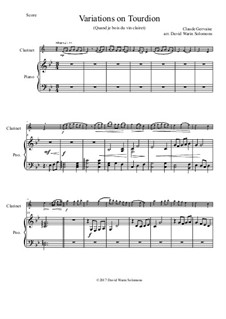 Tourdion (Quand je bois du vin clairet): For clarinet and piano by Claude Gervaise