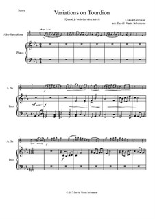 Tourdion (Quand je bois du vin clairet): For alto saxophone and piano by Claude Gervaise