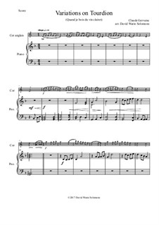 Tourdion (Quand je bois du vin clairet): For cor anglais and piano by Claude Gervaise
