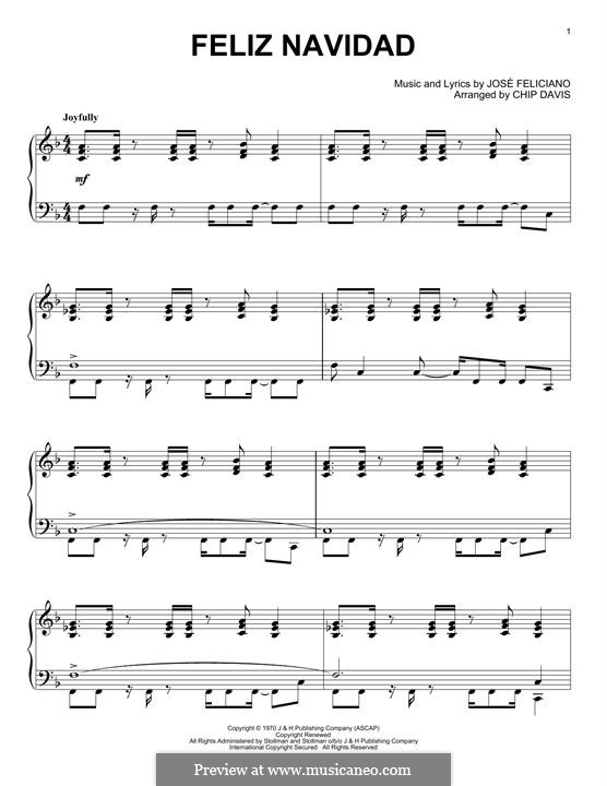 Feliz Navidad: For piano by José Feliciano
