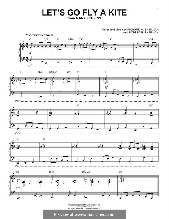 Let's Go Fly a Kite (from Mary Poppins): For piano by Richard M. Sherman, Robert B. Sherman