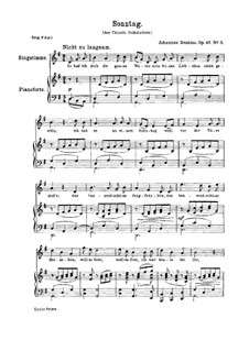 Five Songs, Op.47: No.3 Sonntag (Sunday) by Johannes Brahms