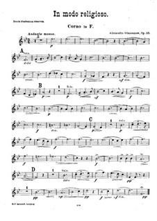 In Modo Religioso. Quartet for Brass Instruments, Op.38: French horn part by Alexander Glazunov