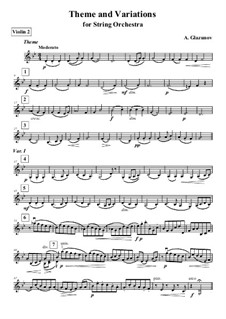 Theme and Variations for String Orchestra: Violin II part by Alexander Glazunov