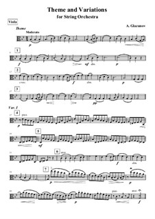 Theme and Variations for String Orchestra: Viola part by Alexander Glazunov