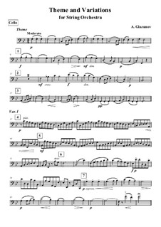 Theme and Variations for String Orchestra: Cello part by Alexander Glazunov